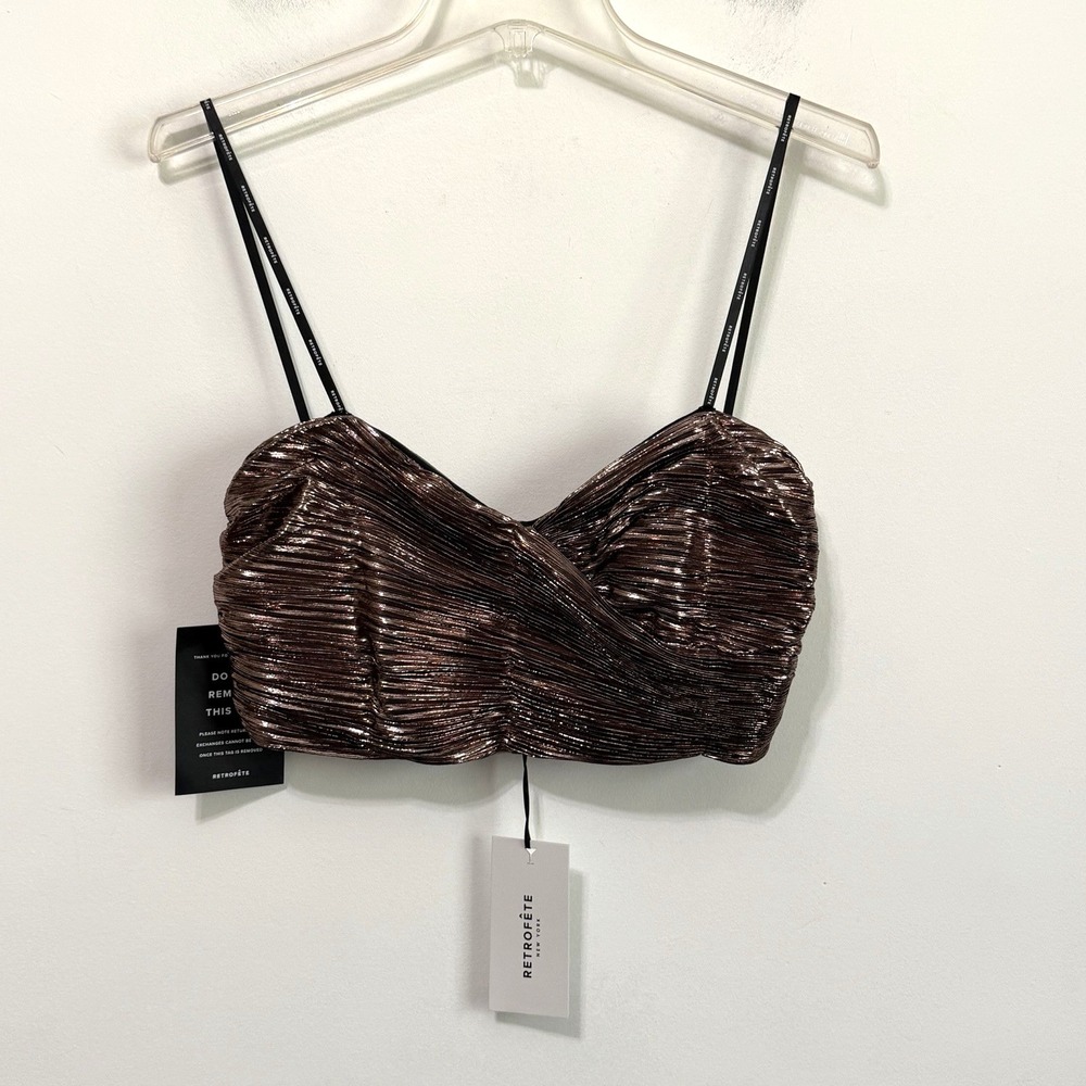 Retrofete Floriana Top M Metallic Mauve Strapless Party Girls Night Out NEW